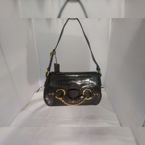 Blk. Faux Leather  (Croc ) Handbag